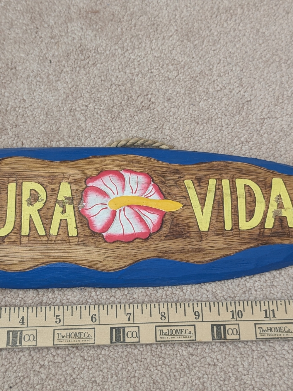 Pura Vida Blue and Yellow Floral Wood Wall Plaque